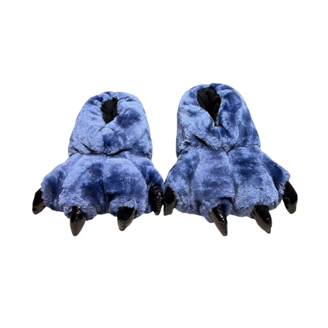 Pantufla garra azul peluda