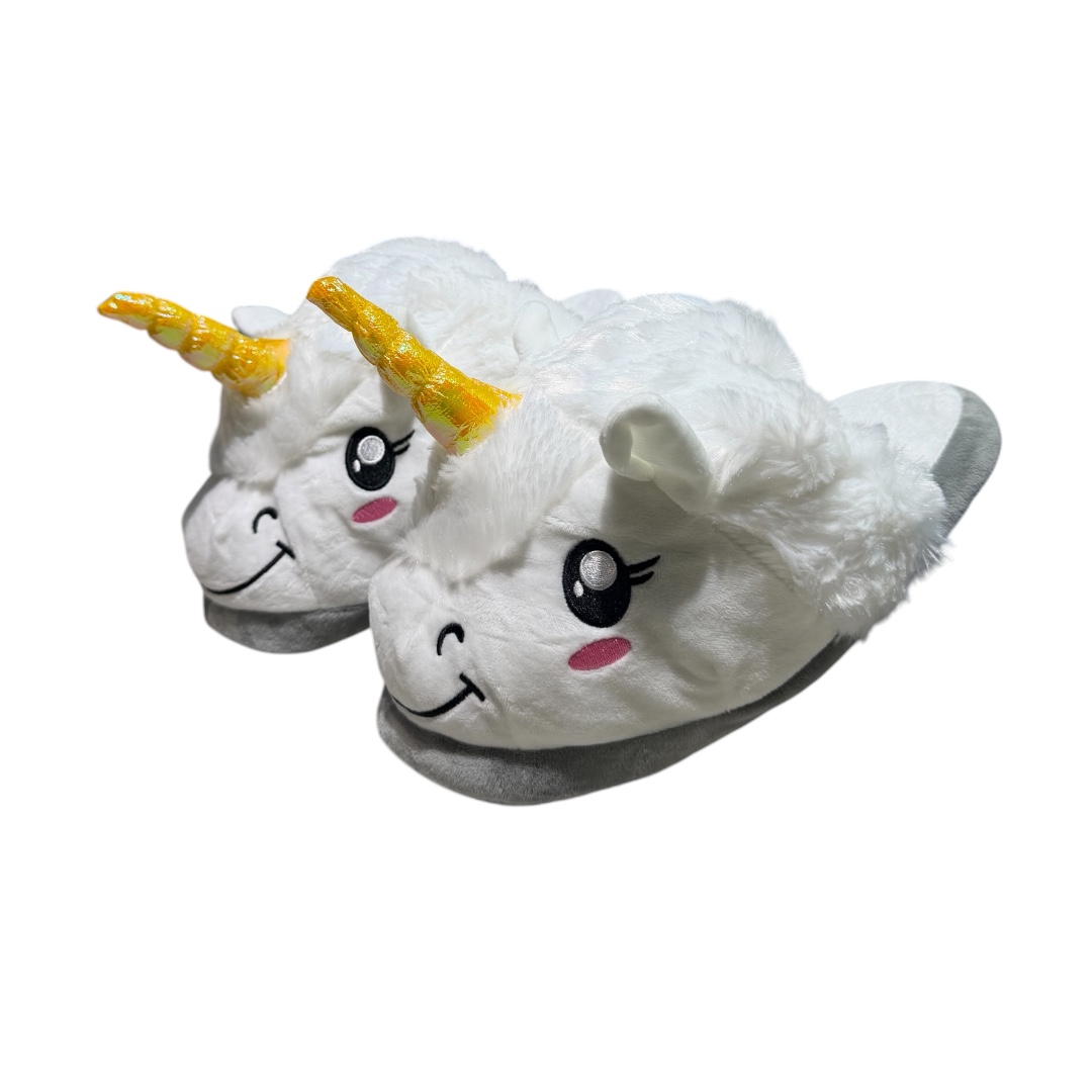Pantufla unicornio cacho dorado abierta adulto