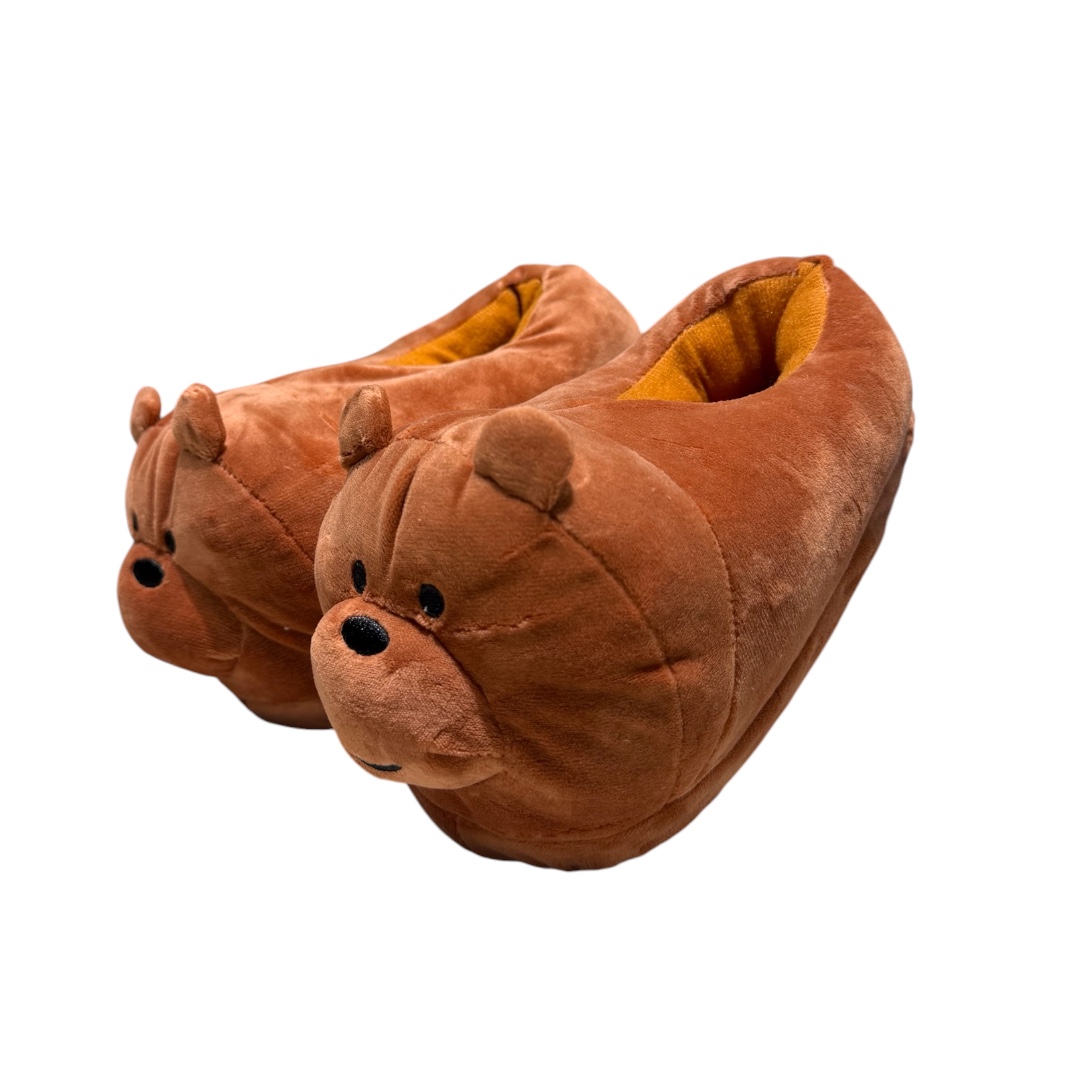 Pantufla oso escandaloso pardo cerrada niño