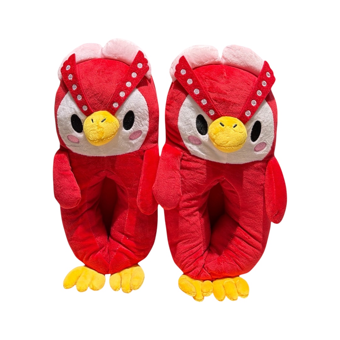 Pantufla buho roja cerrada adulto