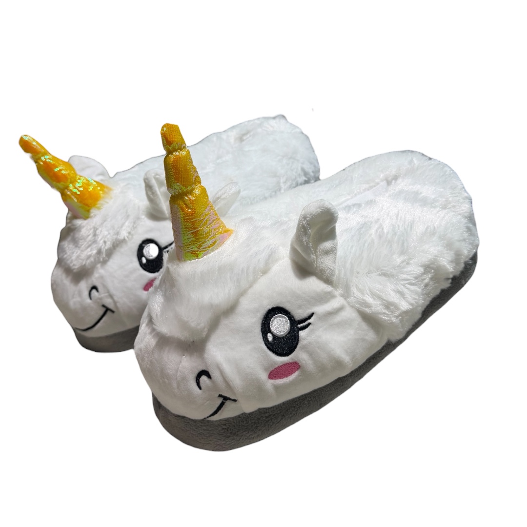 Pantufla unicornio cacho dorado cerrada adulto