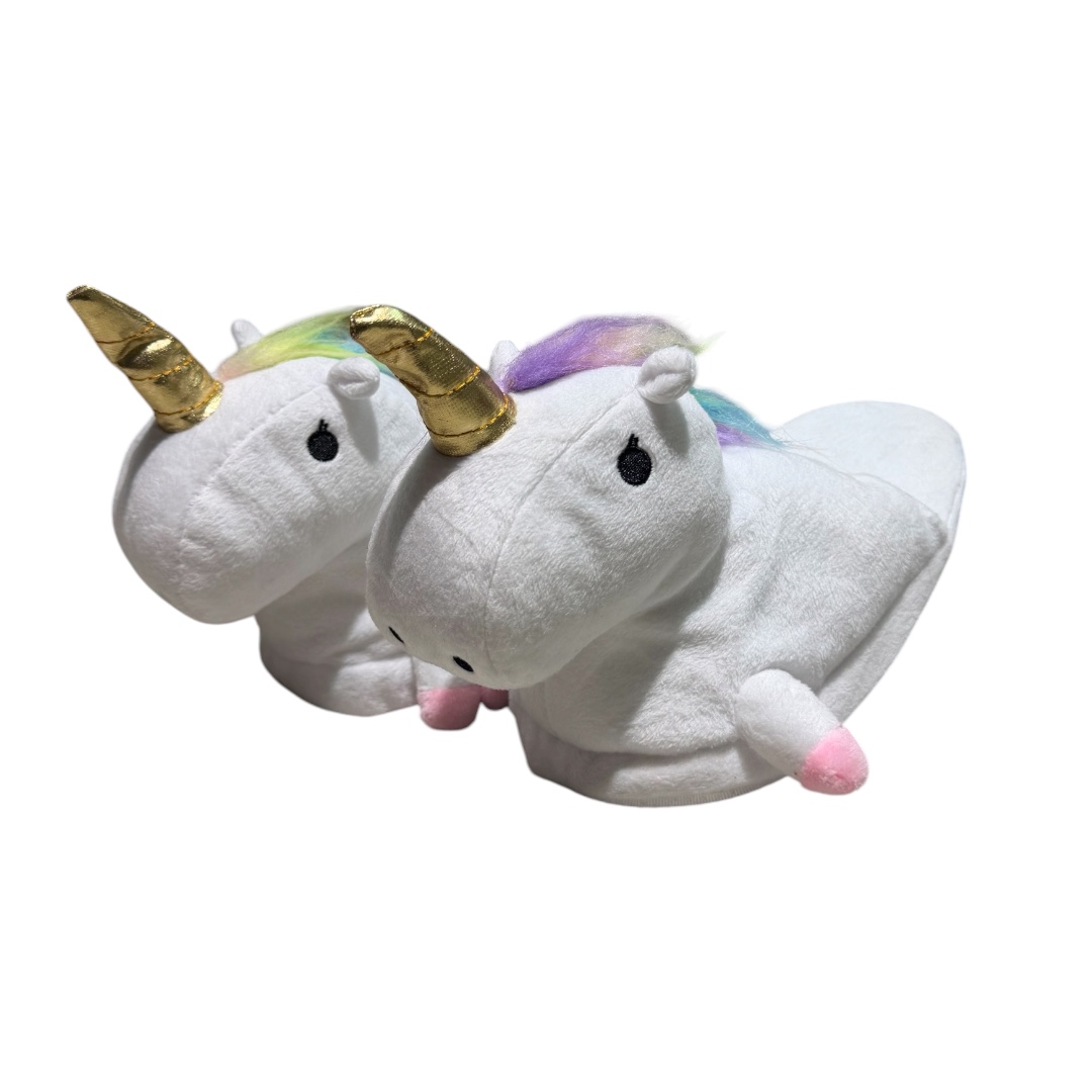 Pantufla unicornio patas blanca abierta adulto