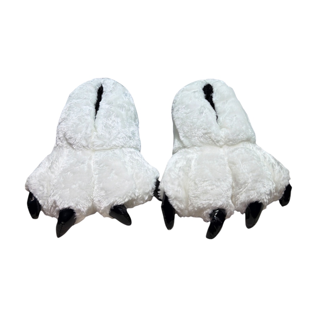 Pantufla garra blanca peluda