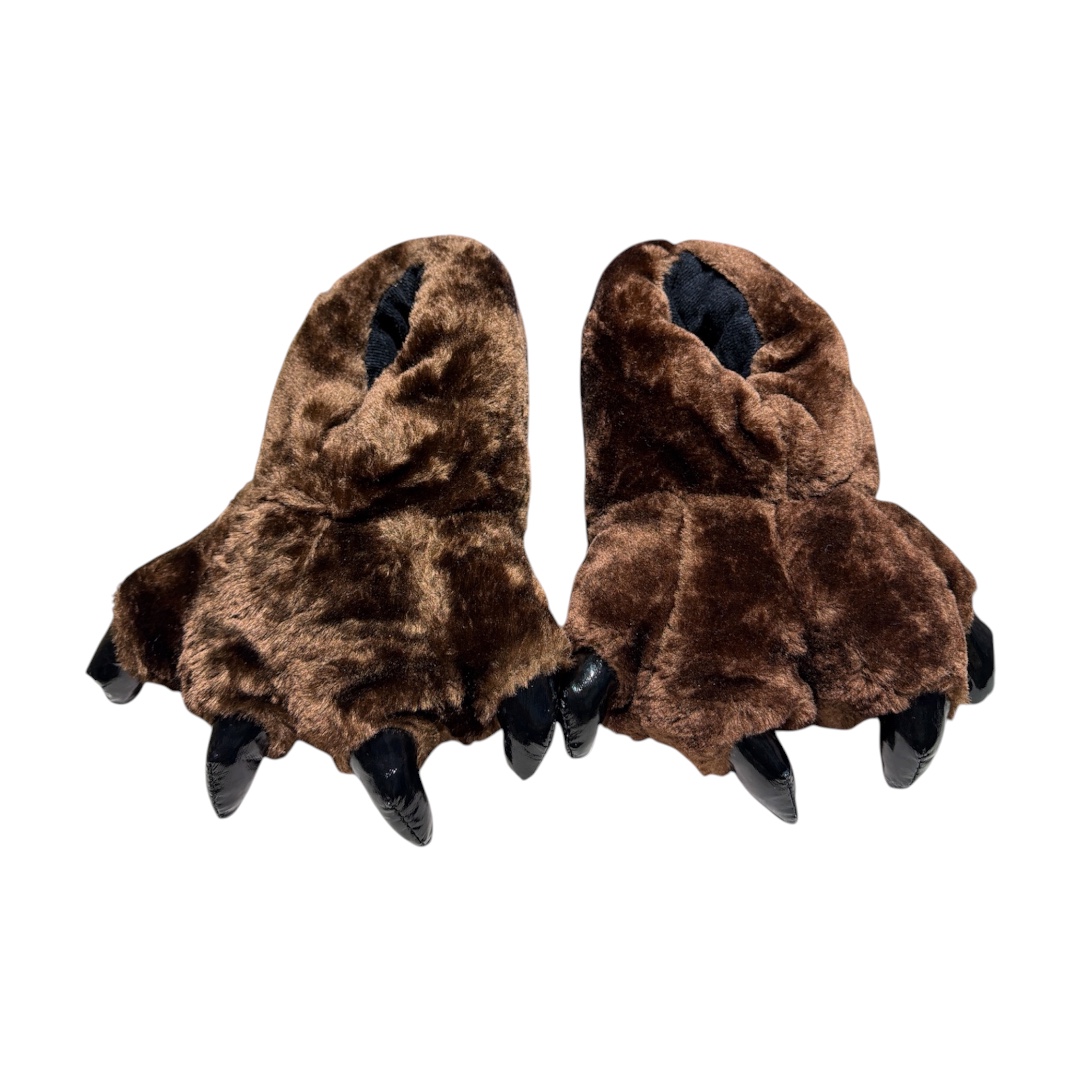 Pantufla garra cafe oscura  peluda