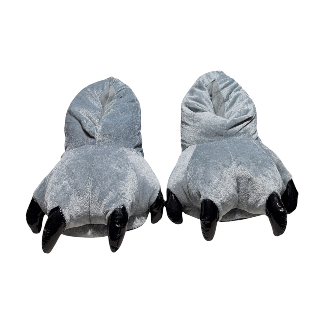 Pantufla garra gris plana