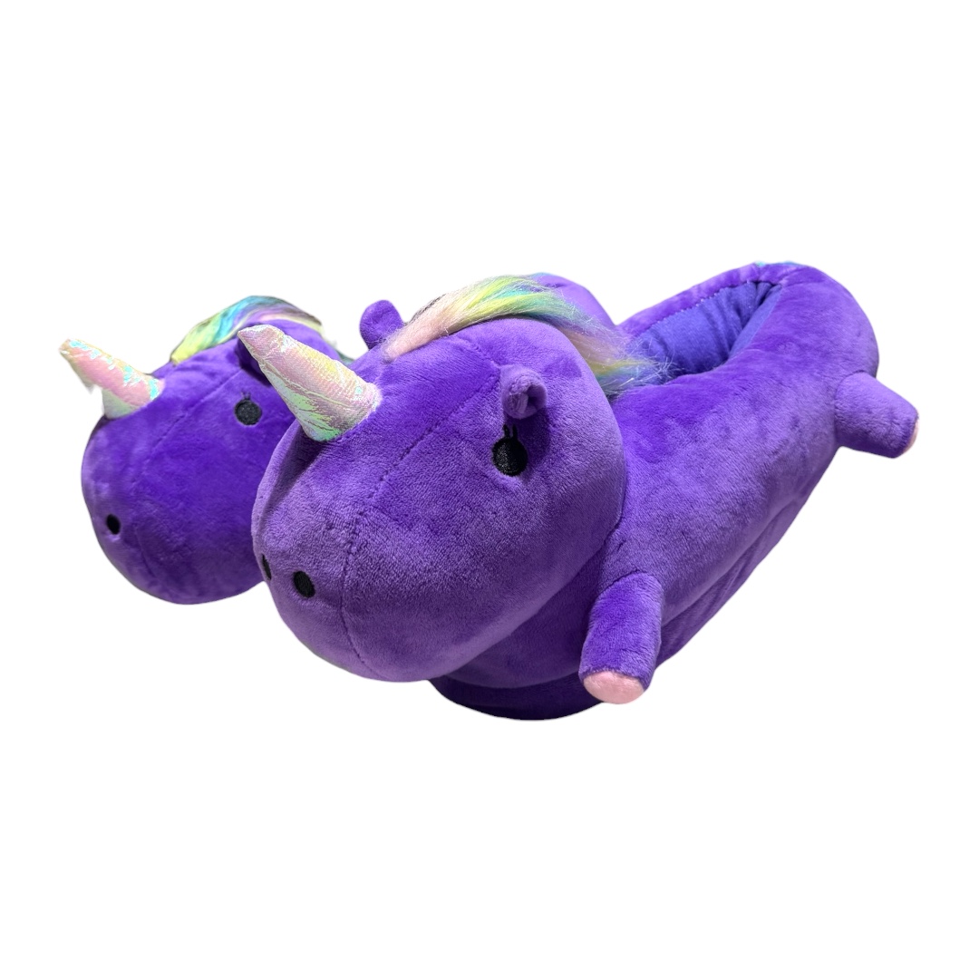Pantufla unicornio patas morada abierta adulto