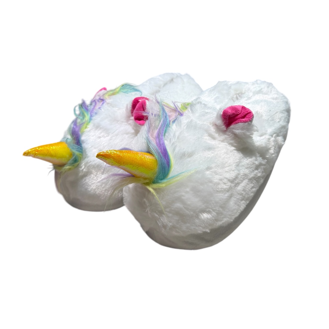Pantufla unicornio sin ojos blanca  cerrada adulto