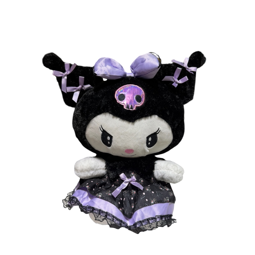Peluche kuromi vestido encaje negro-lila 30cm