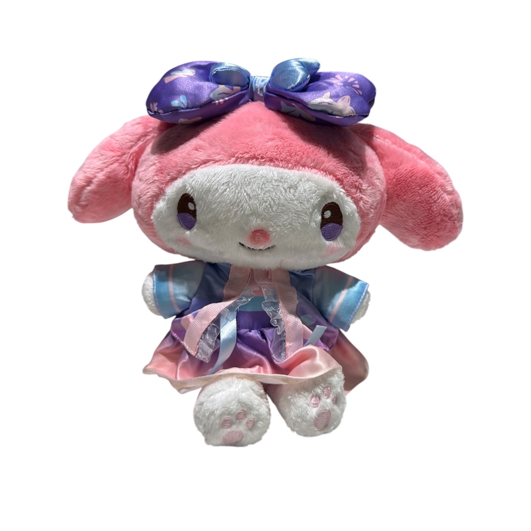 Peluche sanrio vestido satin lazo lila 22cm