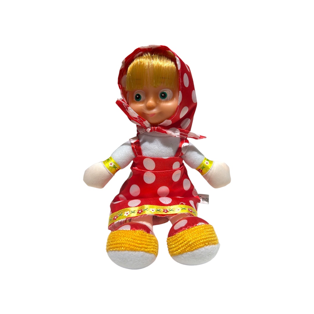 Peluche muñeca masha con vestido rojo 20cm