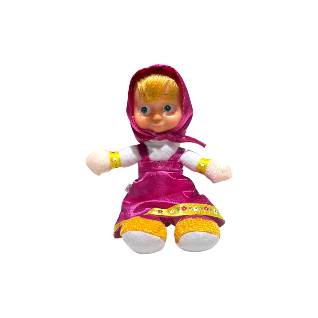Peluche muñeca masha vestido fucsia 28cm
