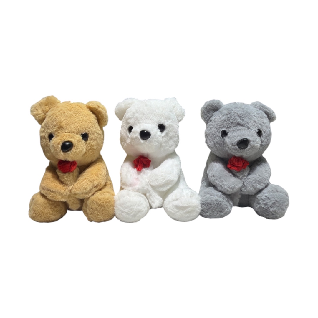 Peluche oso sentado con rosa 20cm