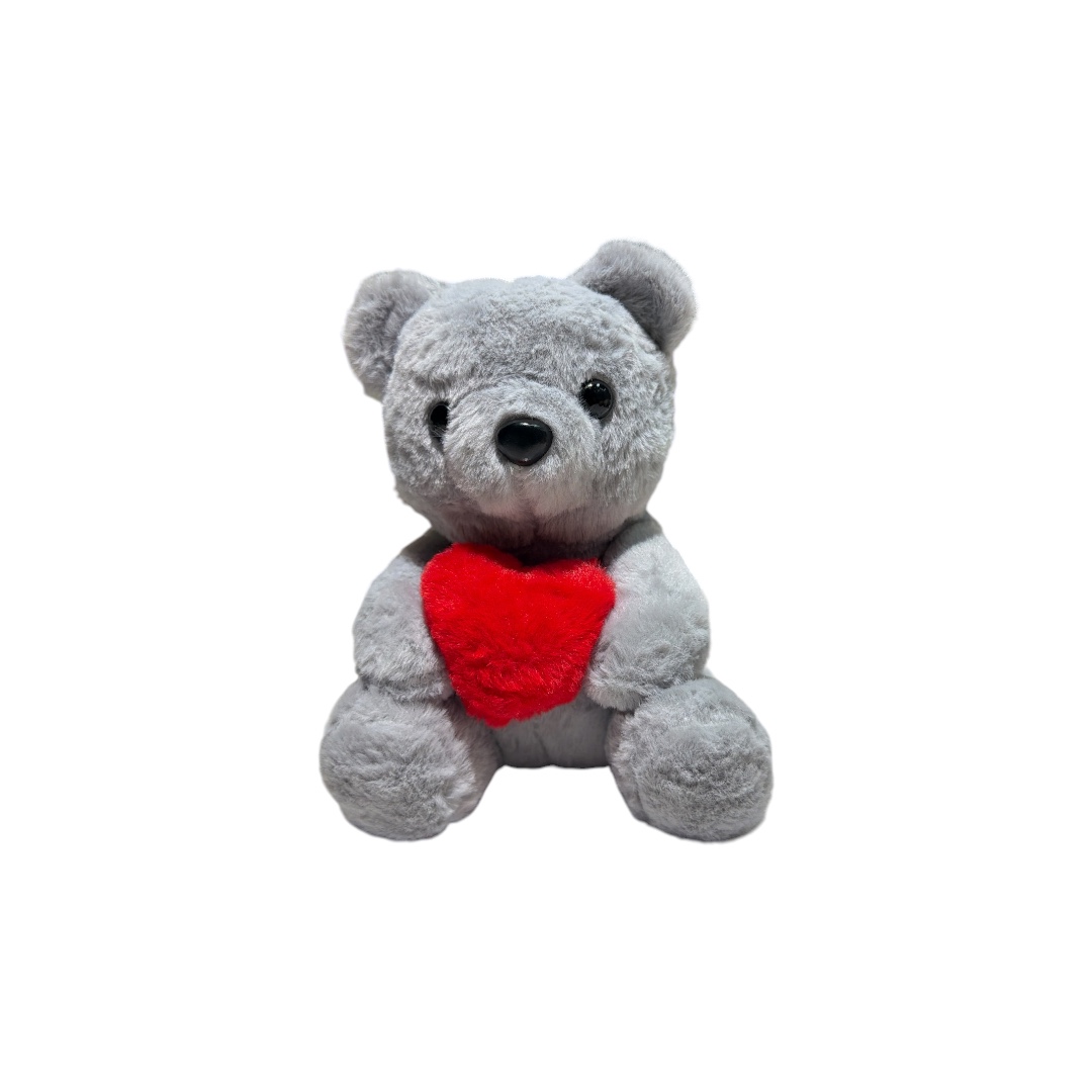 Peluche oso sentado con corazon peludo 20cm 3 colores