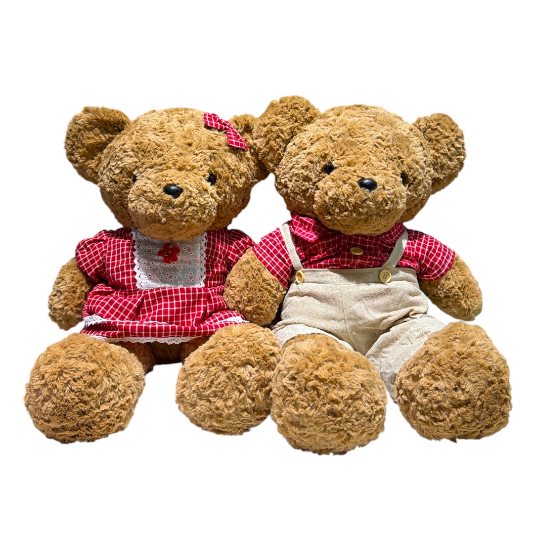 Peluche pareja de osos ropa roja 75cm