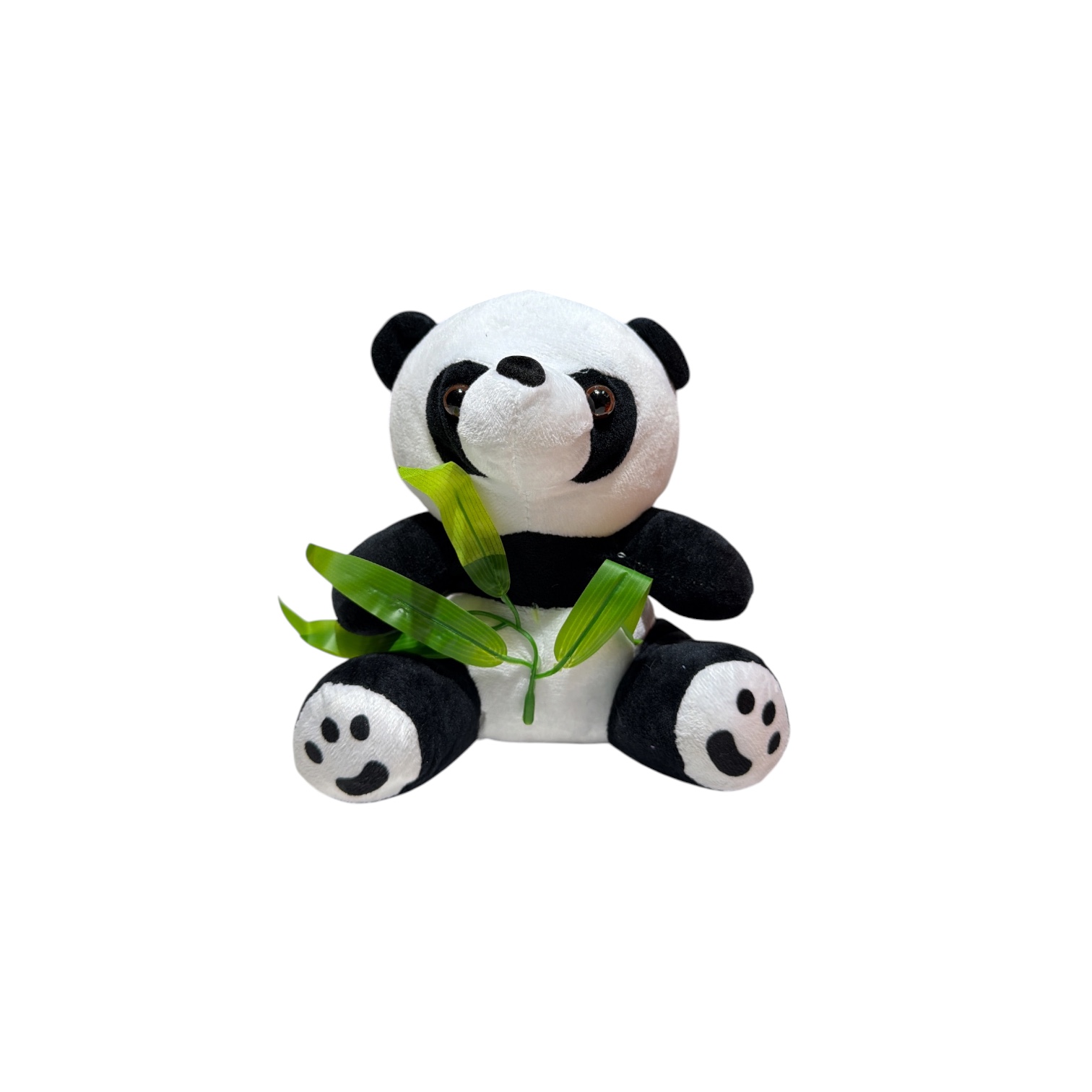 Peluche panda sentado rama bambu 20cm