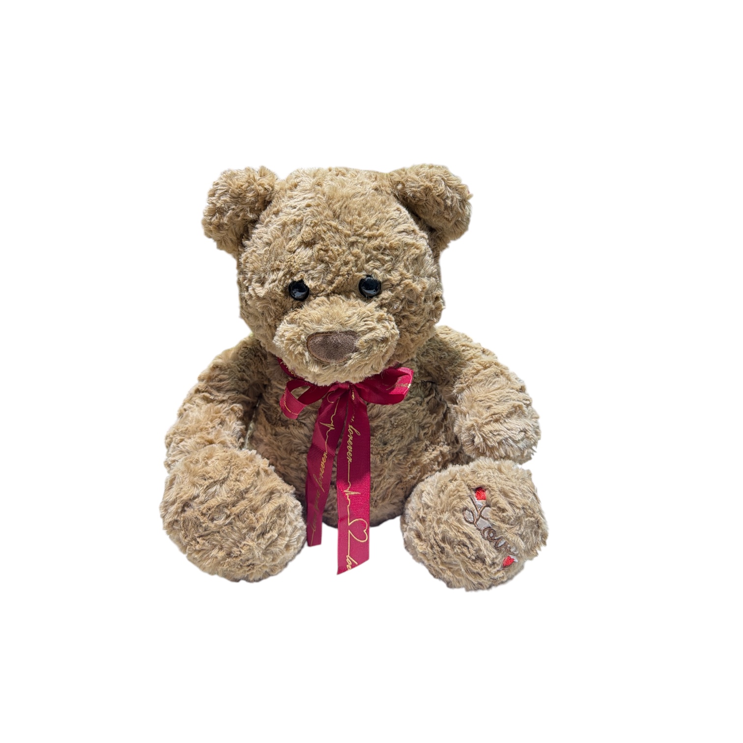 Peluche oso cafe sentado bordado en pie love 35cm