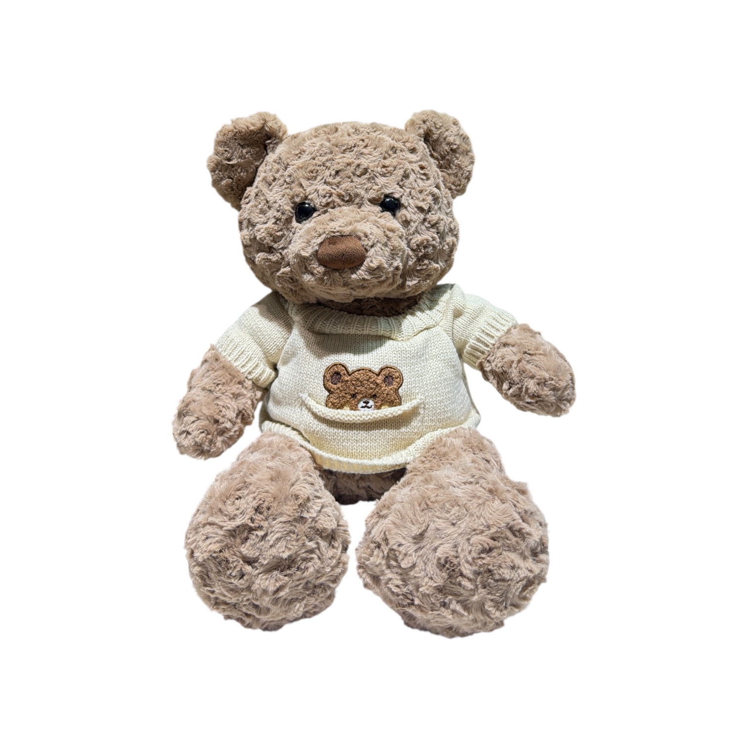 Peluche oso cafe con sueter beige 55cm