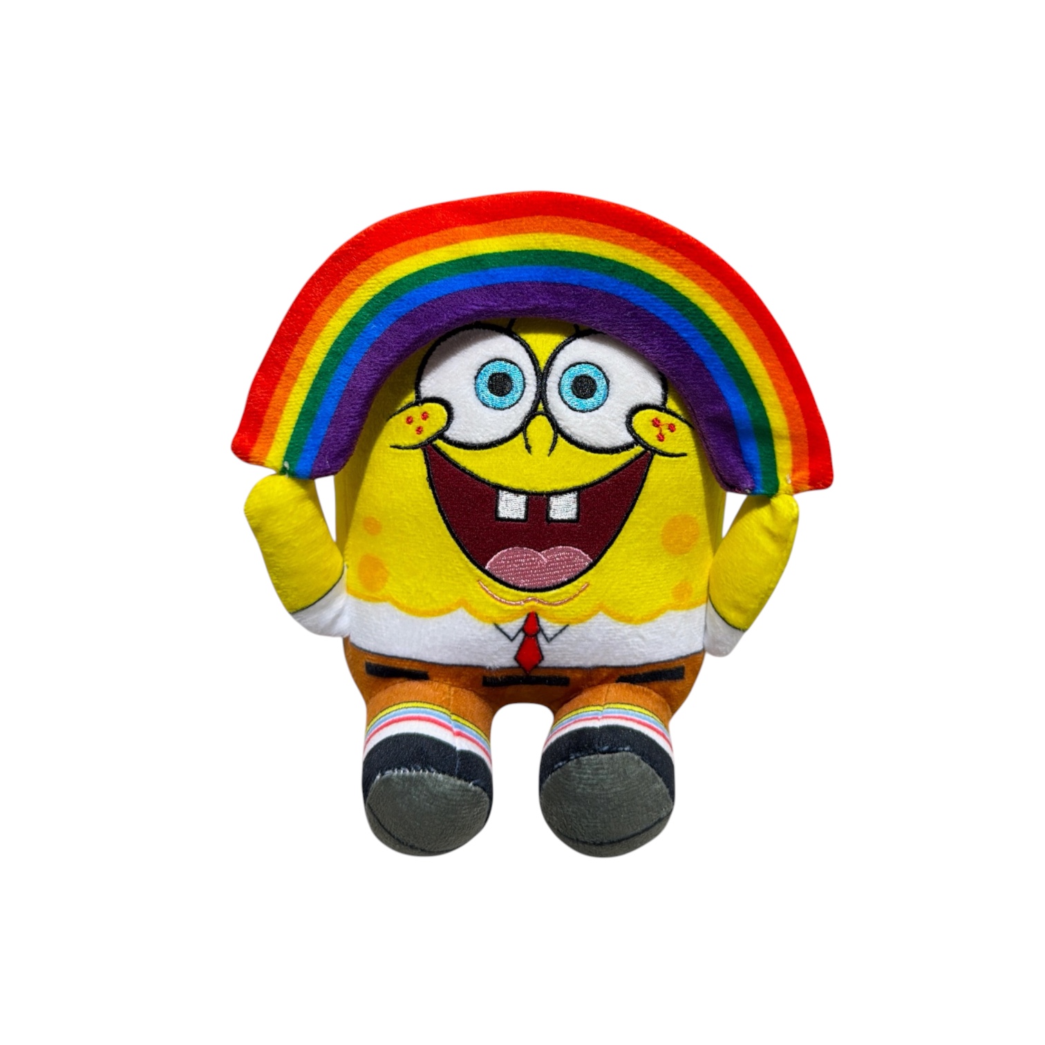 Peluche bob sponja arcoiris 20cm sentado