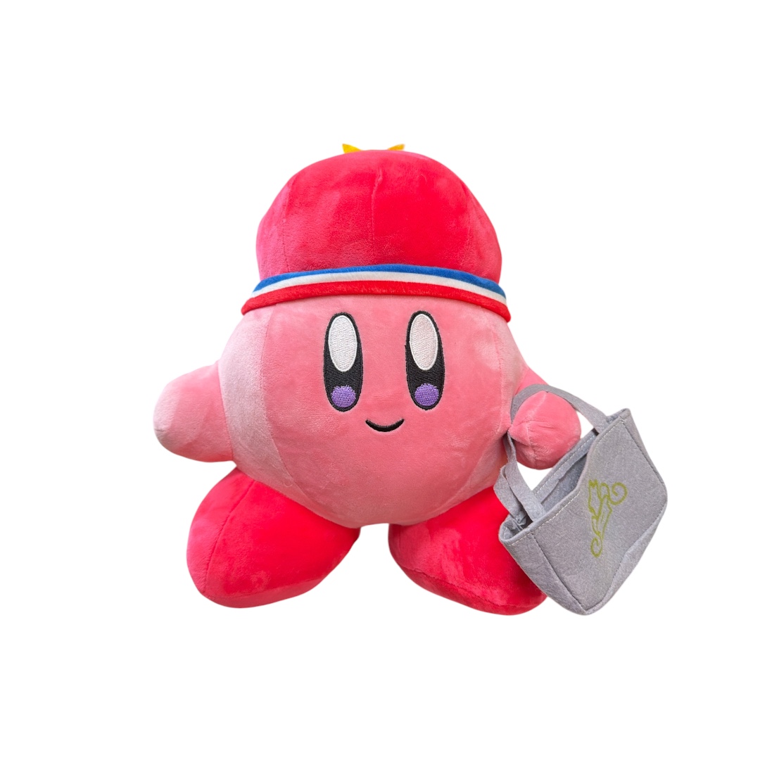 Peluche kirby gorro rojo y bolso 35cm