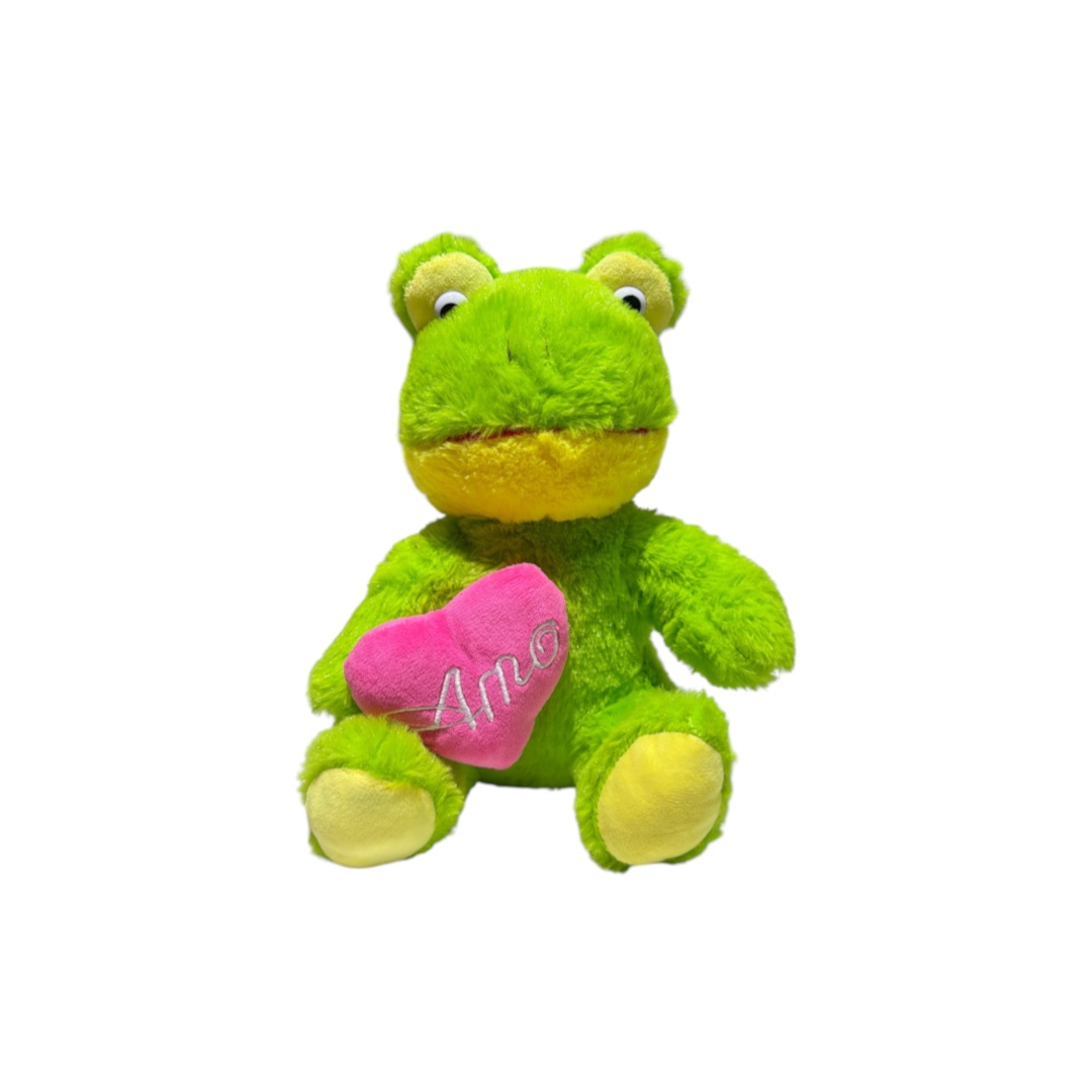 Peluche rana corazon rosa 25cm