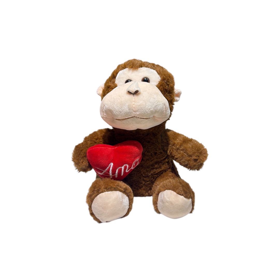 Peluche mono corazon 25cm