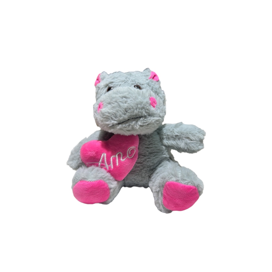 Peluche hipopotamo corazon rosa 25cm