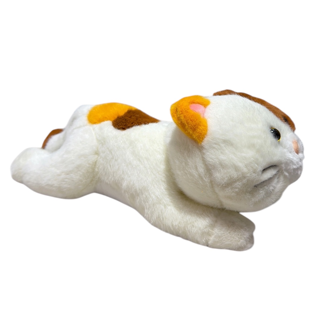 Peluche gato acostado blanco-naranja-cafe 55cm