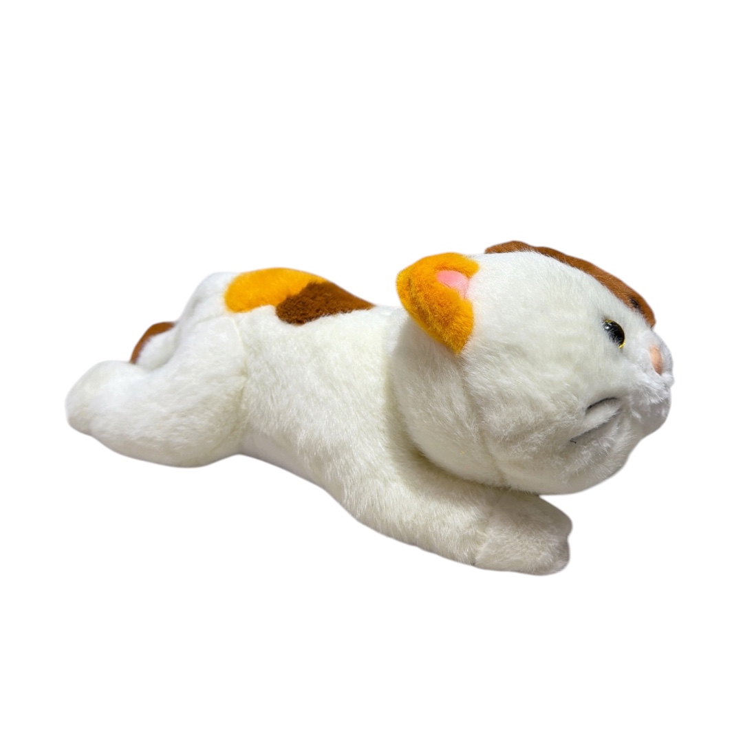 Peluche gato acostado blanco-naranja cafe 45cm