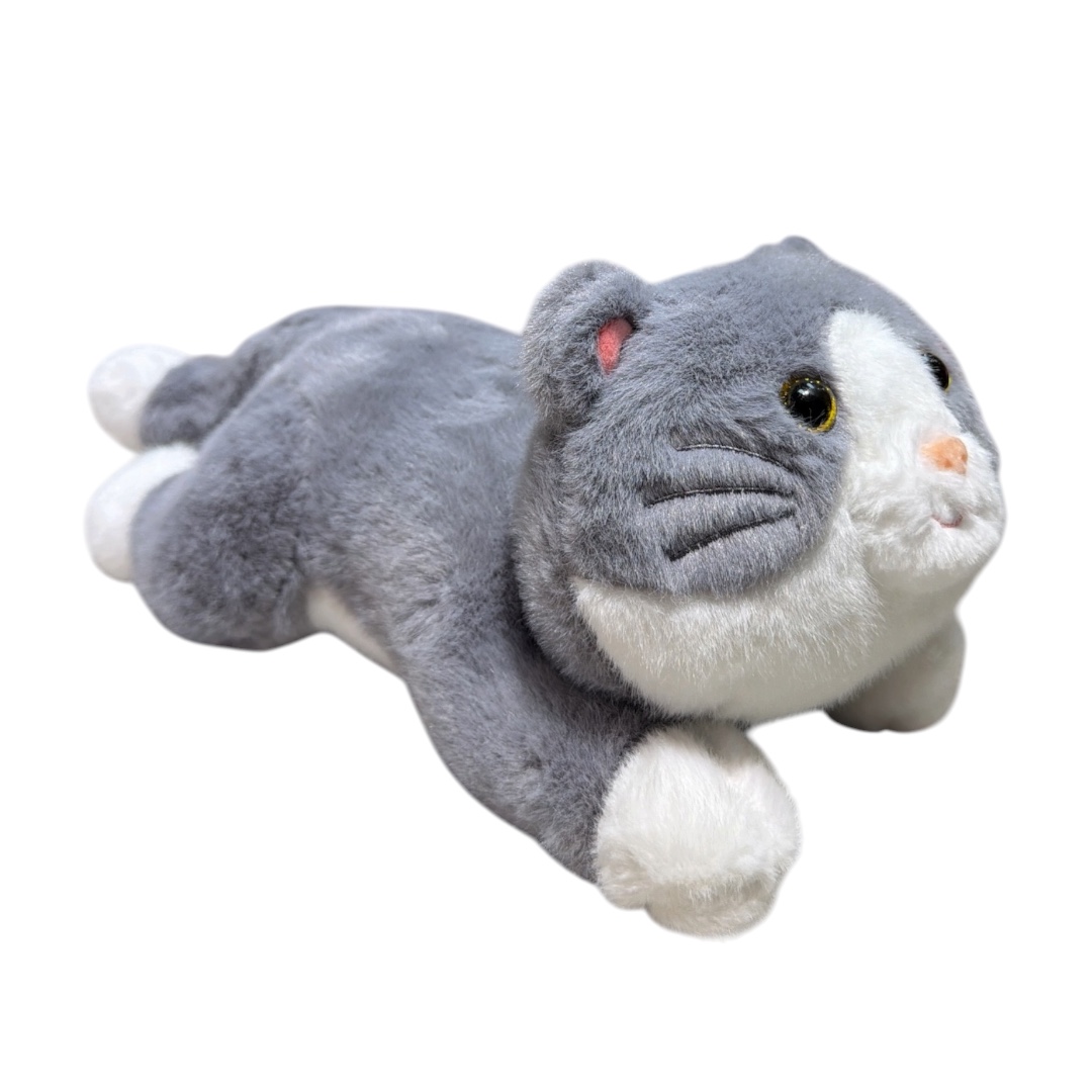 Peluche gato acostado gris 55cm
