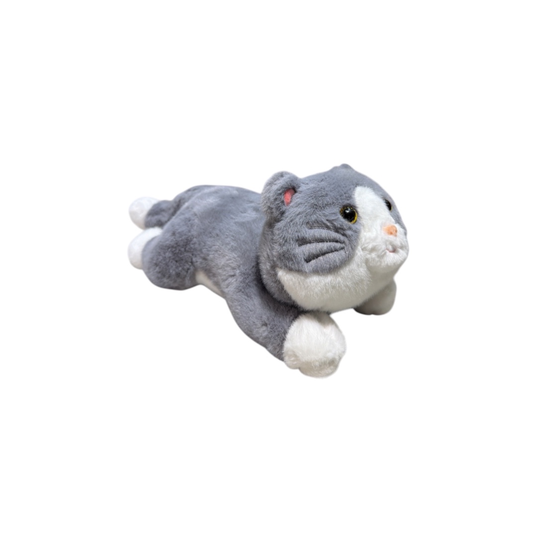 Peluche gato acostado gris 35cm