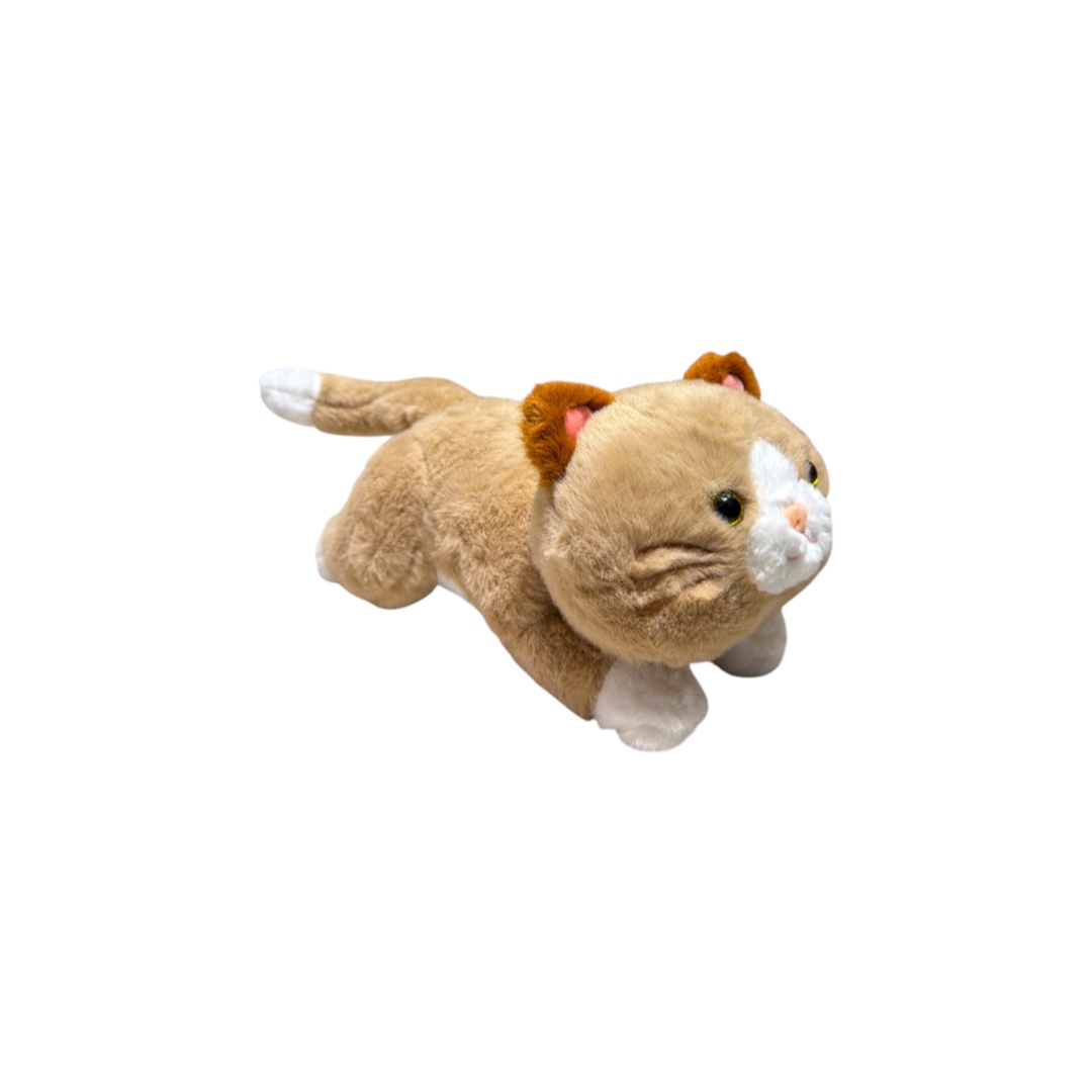 Peluche gato acostado cafe claro 35cm