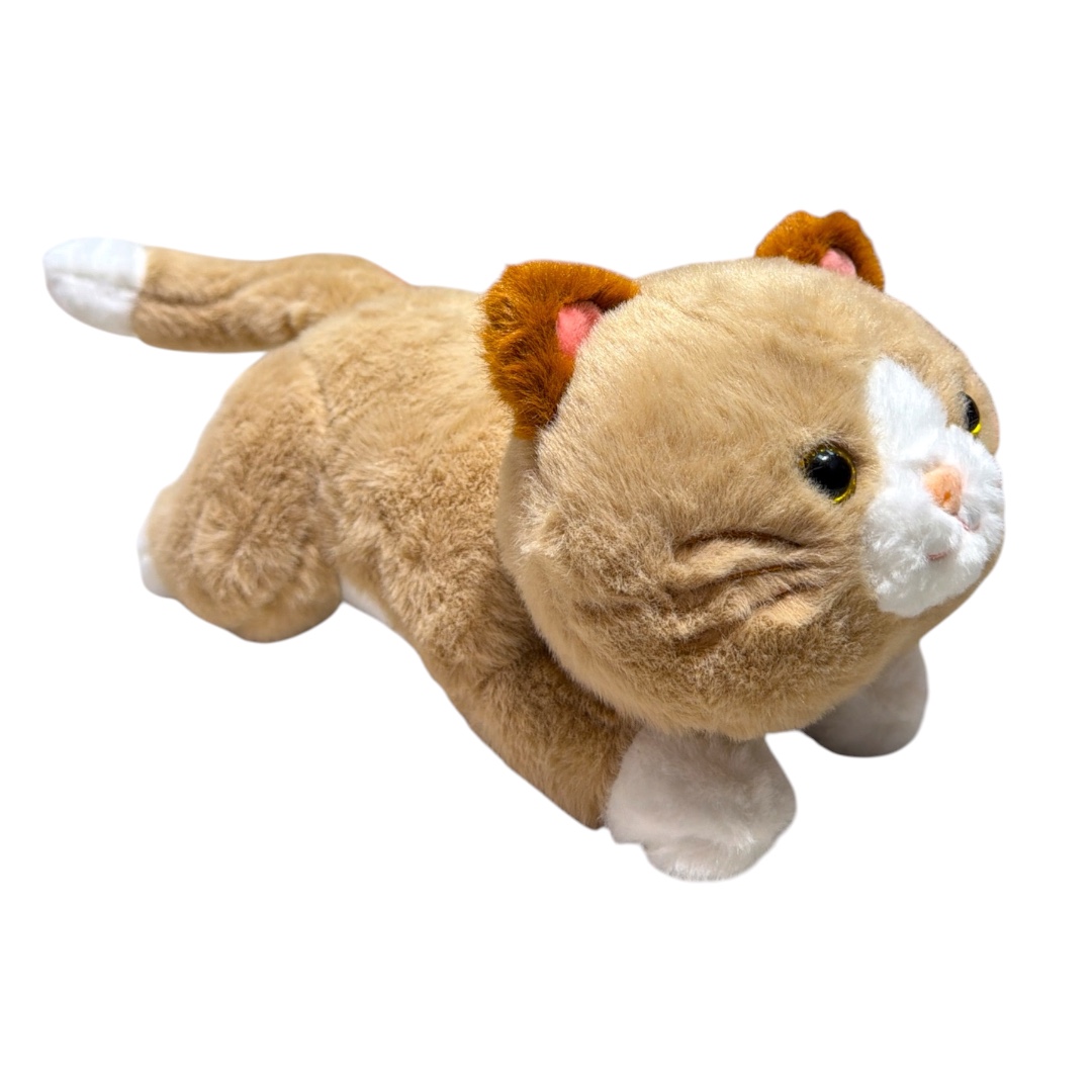 Peluche gato acostado cafe claro 55cm