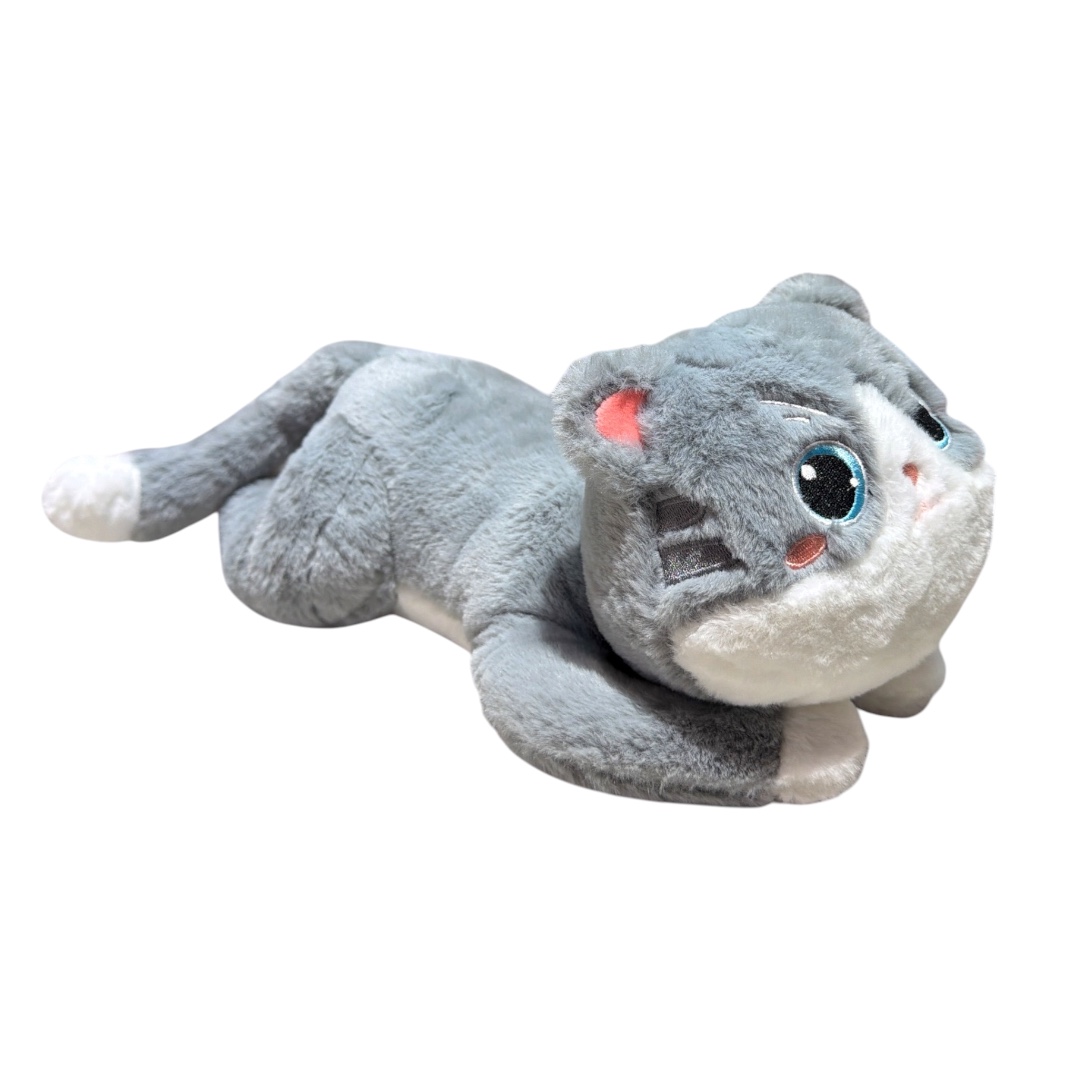 Peluche gato acostado gris 55 cm