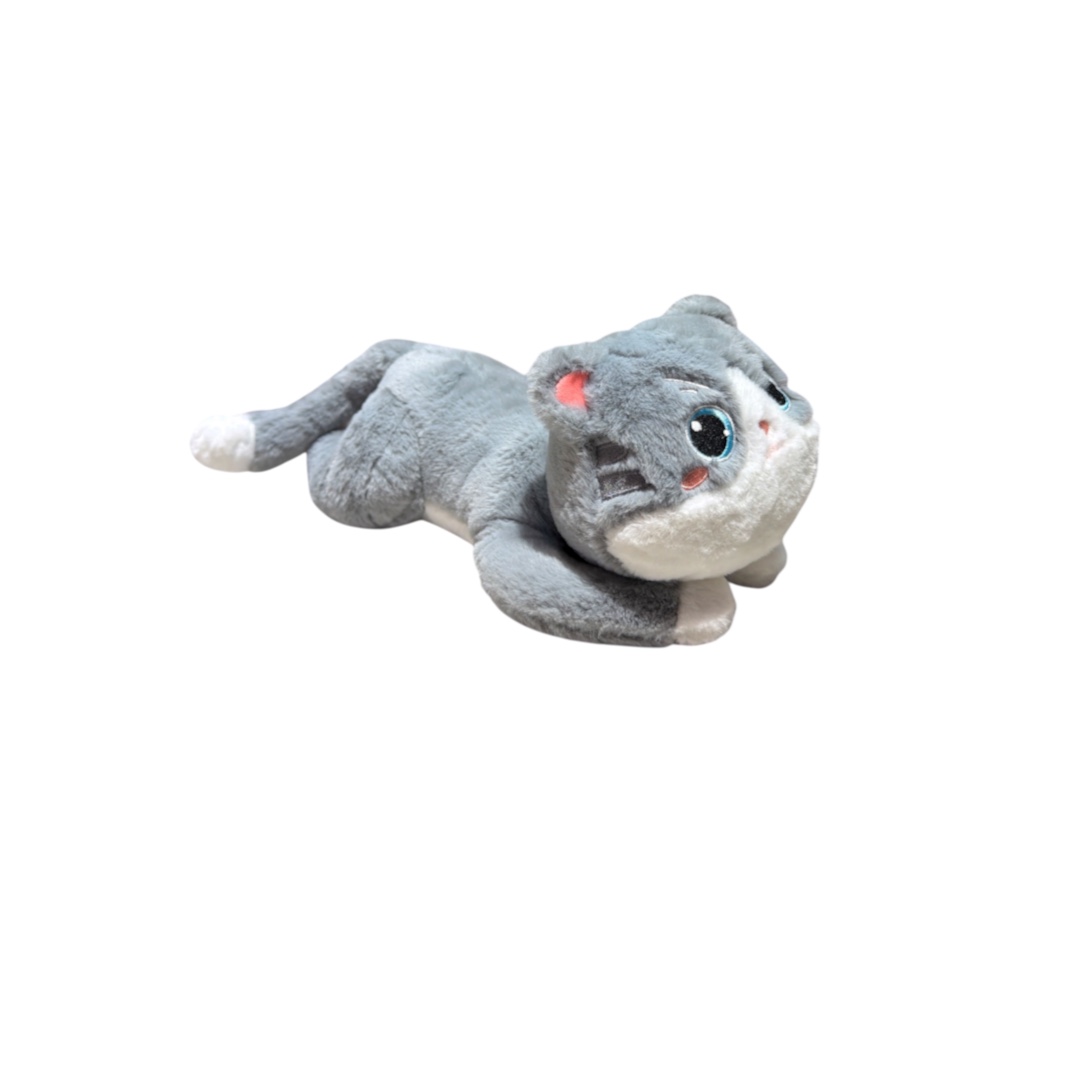 Peluche gato acostado gris 35 cm