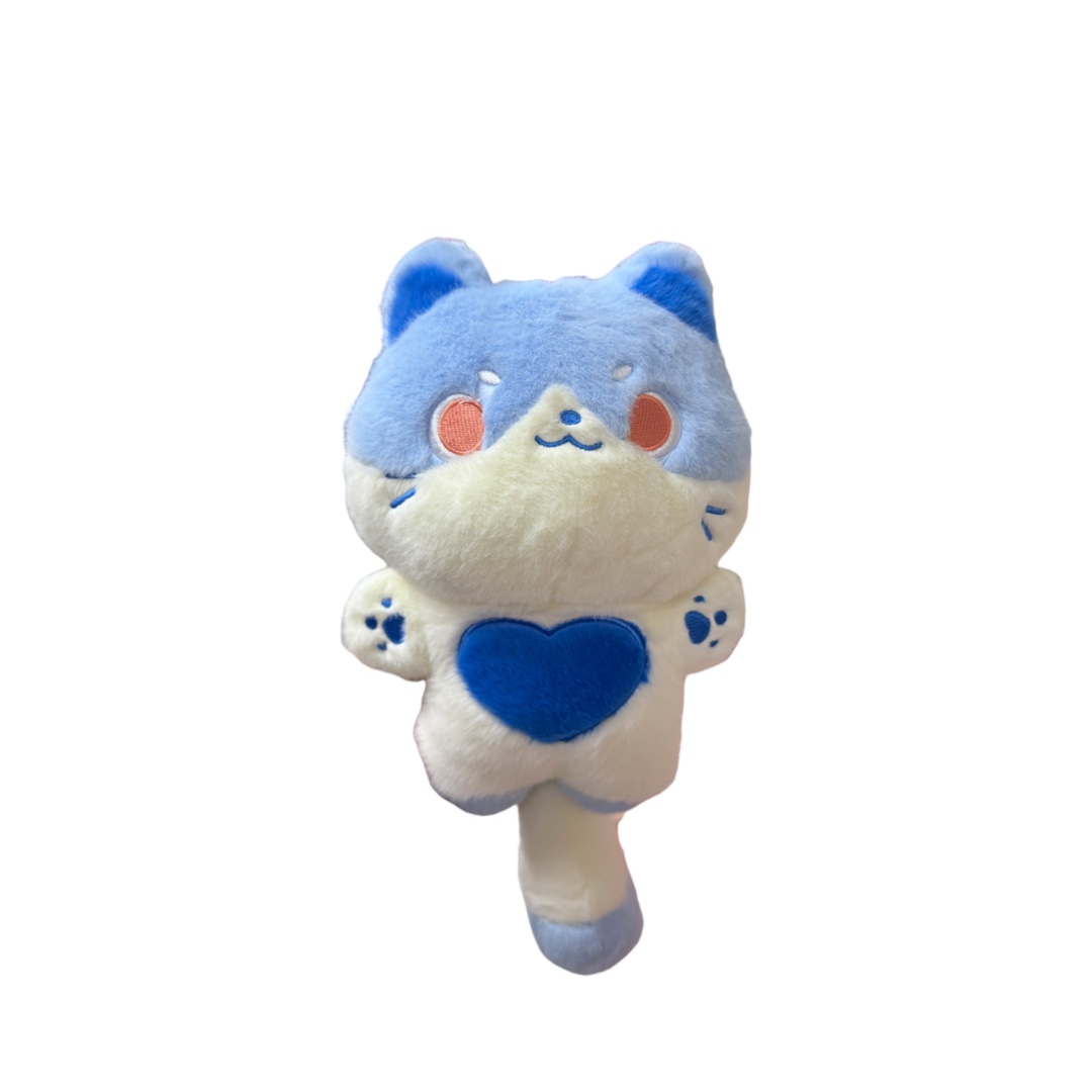 Peluche gato de pie corazon azul 30cm