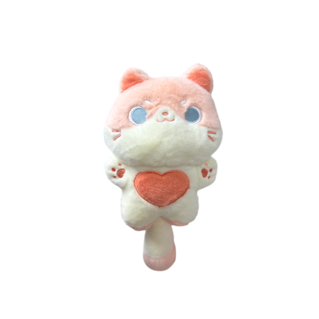 Peluche gato rosa de pie corazon salmon 30cm