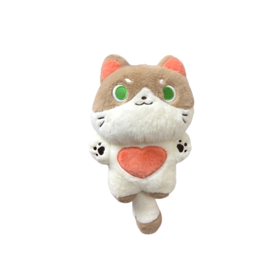 Peluche gaton cafe de pie corazon salmon 30cm