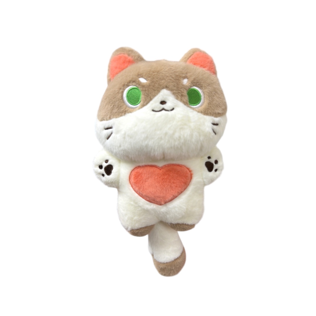 Peluche gato cafe de pie corazon salmon 40cm