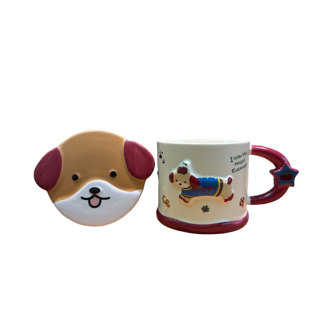 Taza  perritos con plato agarradero estrella