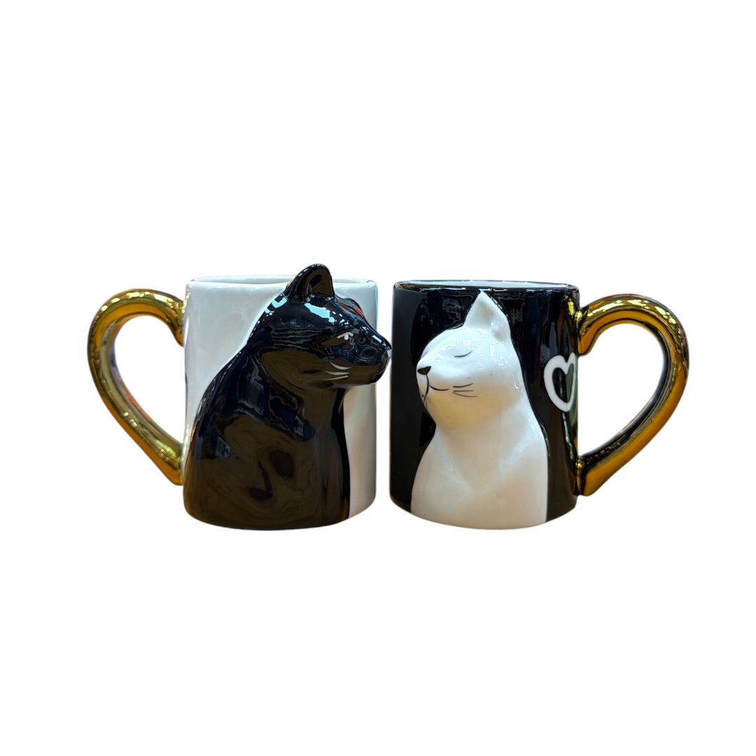 Taza 2 gatos con relieve