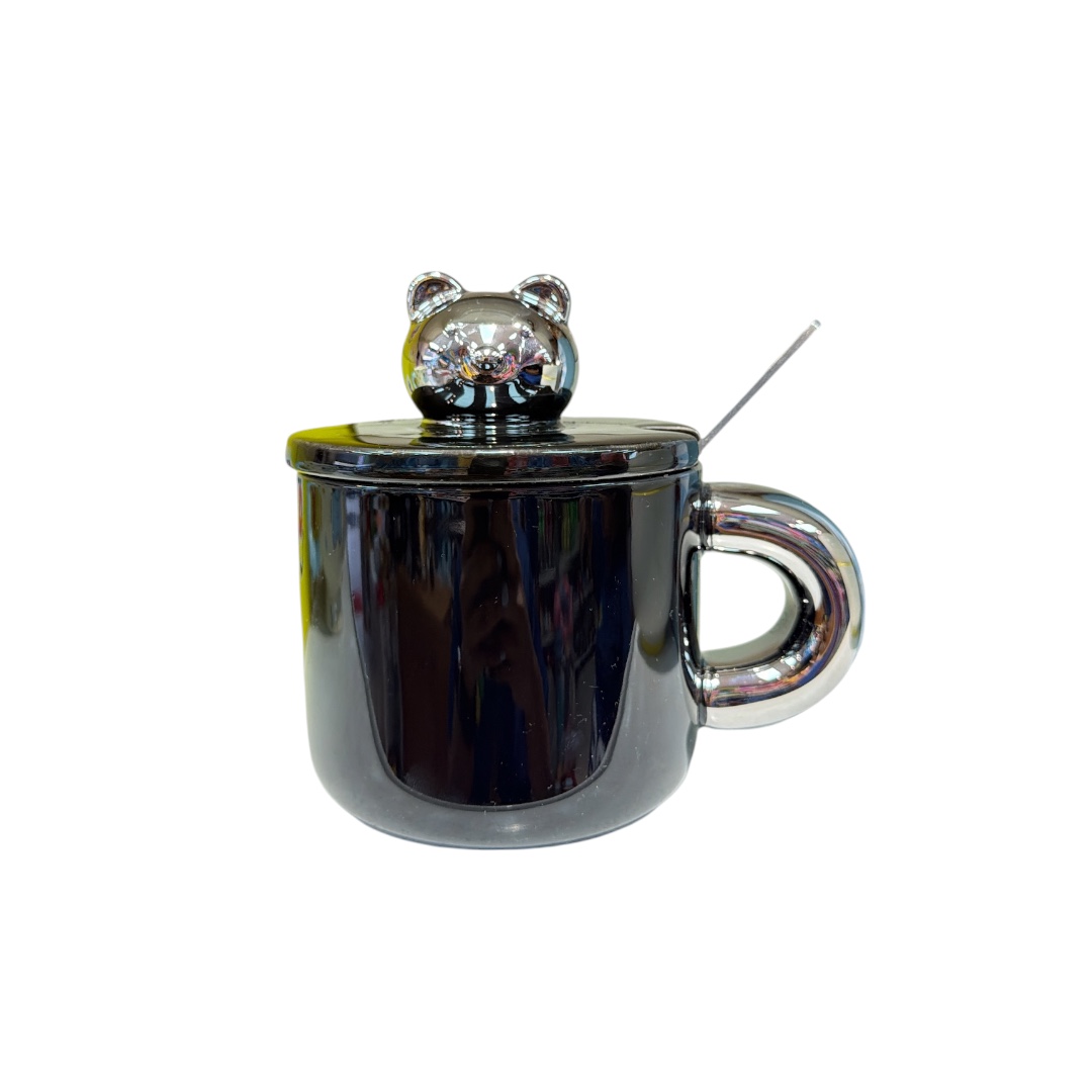 Taza tapa figura osito con cuchara