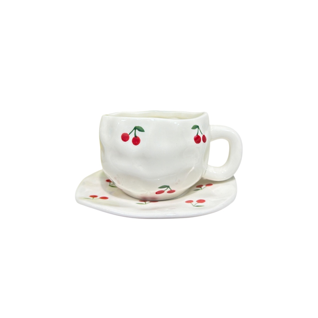 Taza  cereza con plato