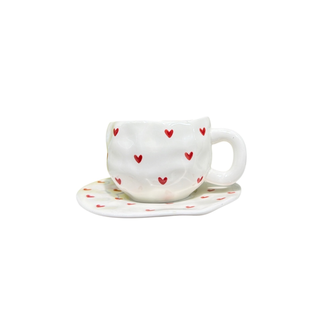 Taza  mini corazon con plato