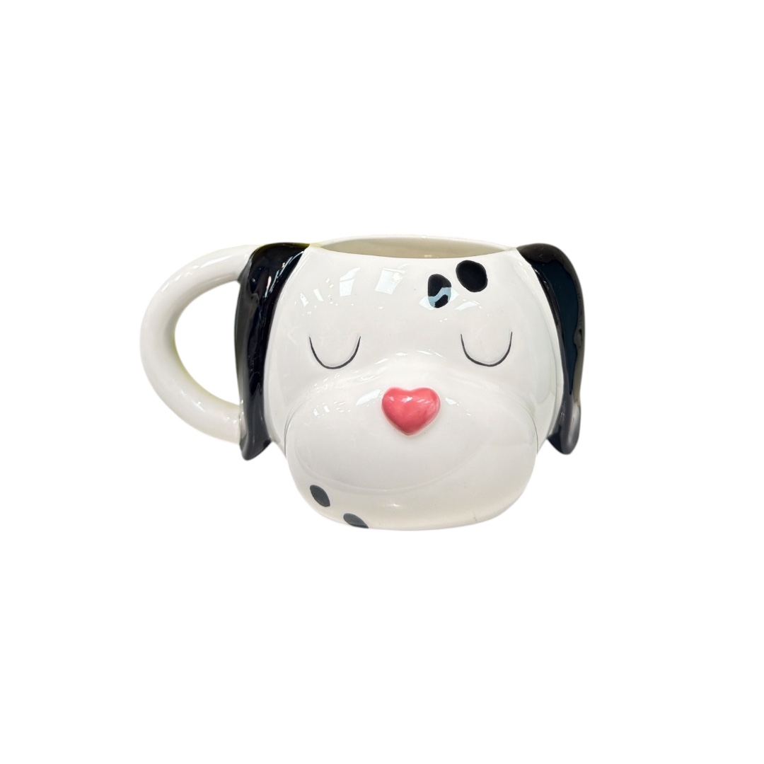 Taza perro moldeada corazon nariz blanca orejas negras dalmata