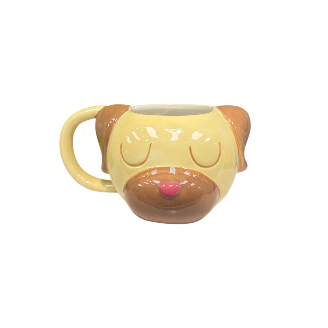 Taza perro moldeada beige orejas cafe