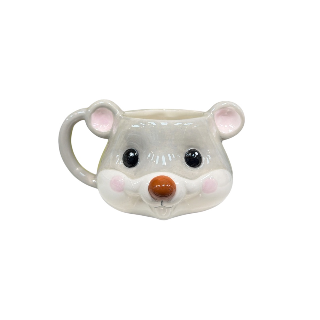 Taza cara raton moldeada gris