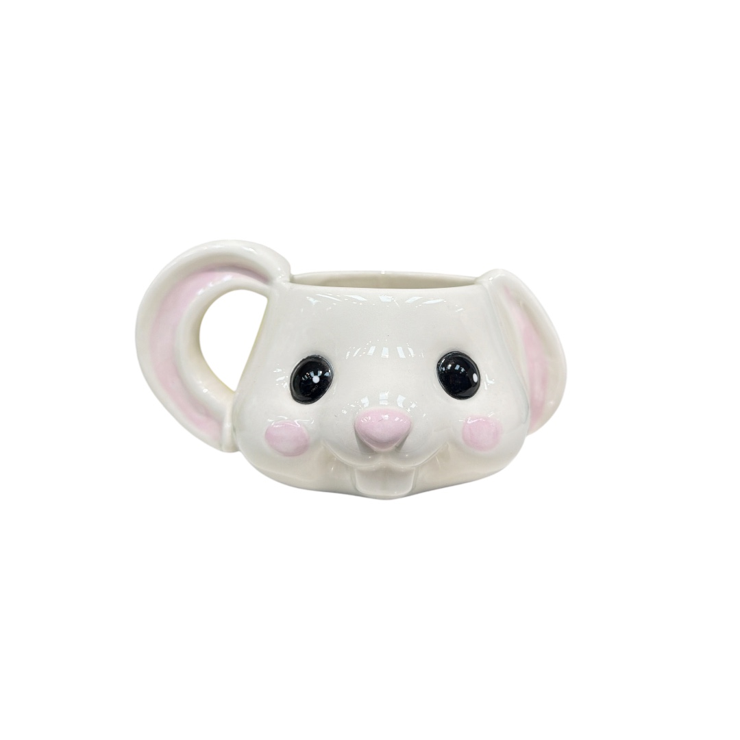 Taza cara coneja blanca moldeada