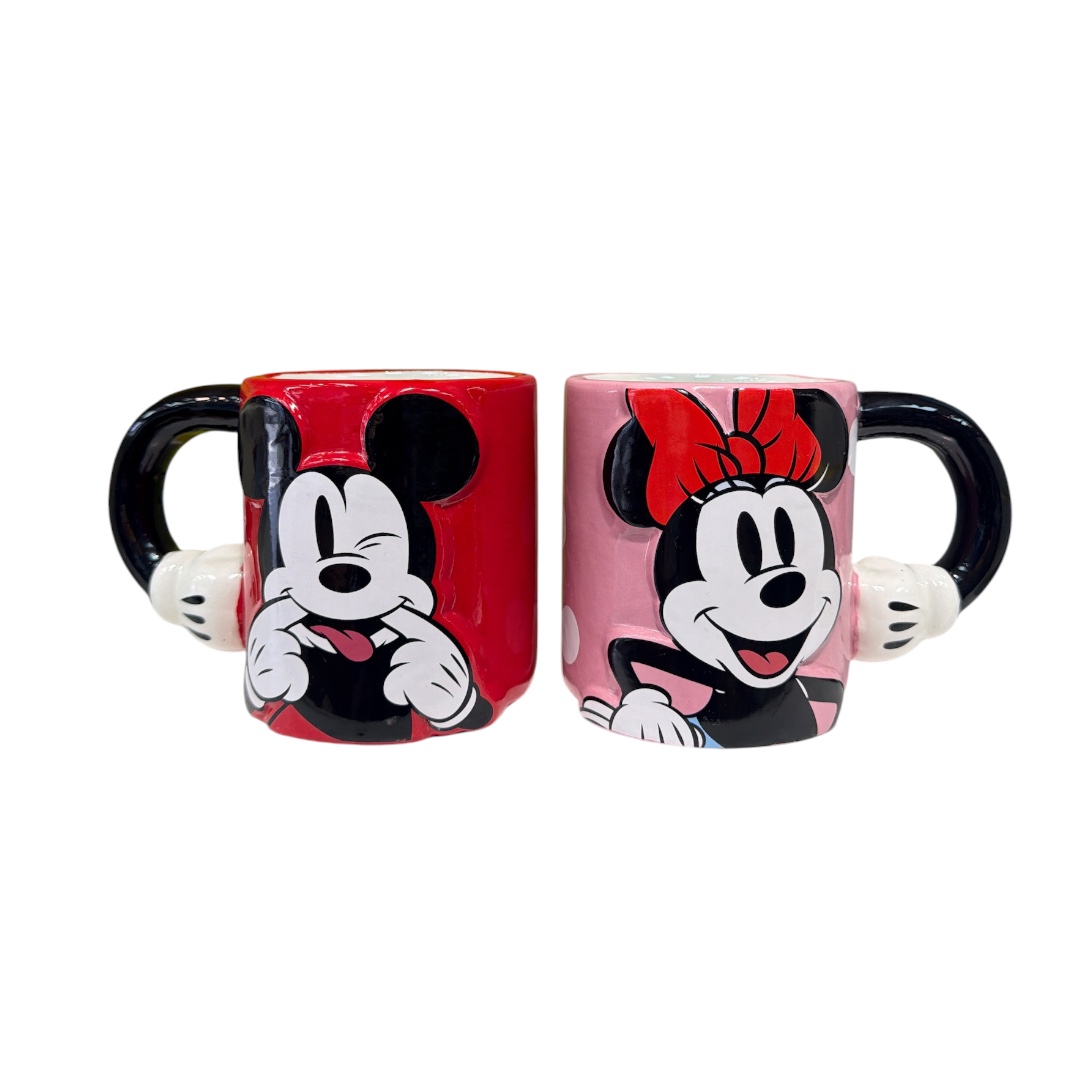 Taza  mickey  y minnie mouse  caricatura agarrdero brazo