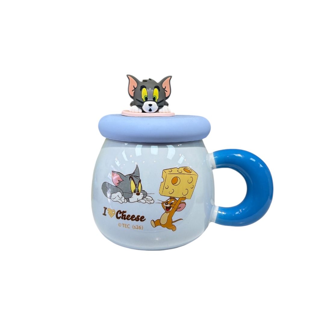Taza-vasija tom y jerry tapa silicon celeste
