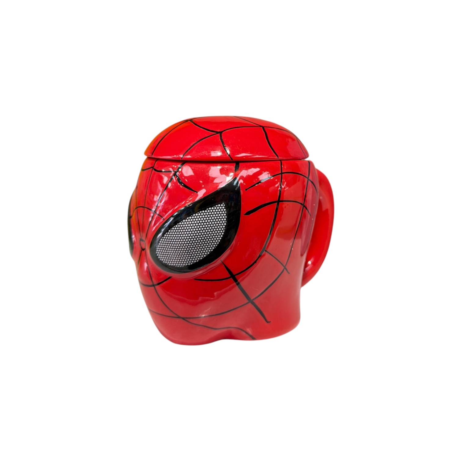 Taza spiderman ojos enmascarados con tapa